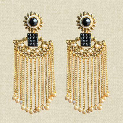Sundial Stud Tassel Chandelier Earring