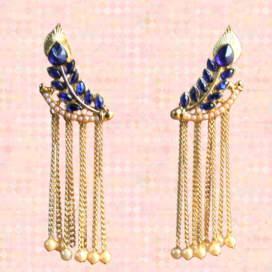 Leaf Ear Cuffs with Tassel Drop