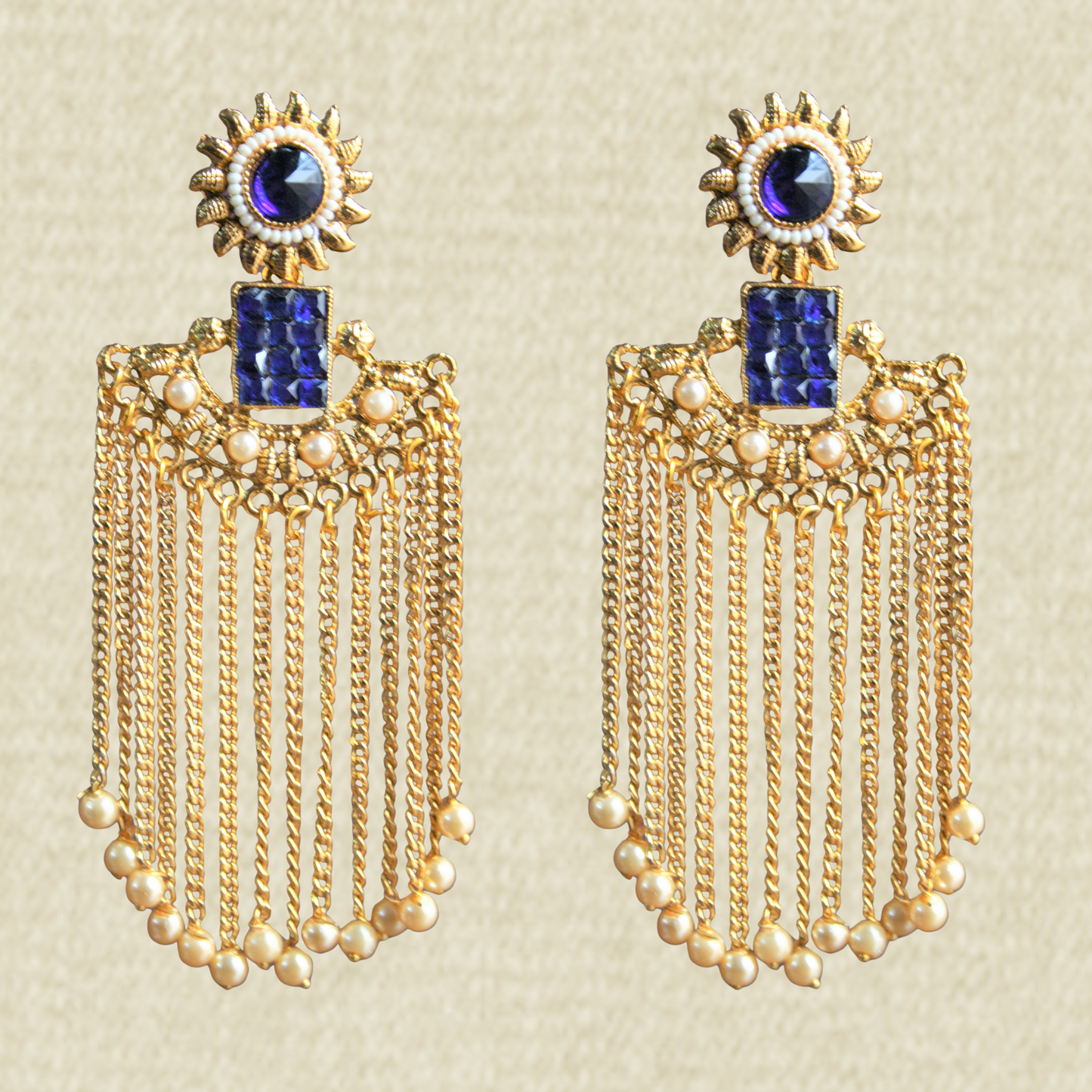 Sundial Stud Tassel Chandelier Earring