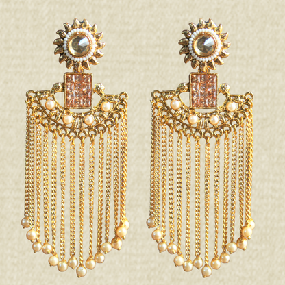 Sundial Stud Tassel Chandelier Earring