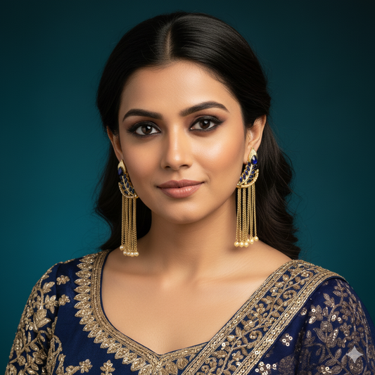 Leaf Ear Cuffs with Tassel Drop