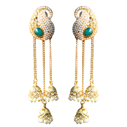 Traditional Pearl and Gem Multiple Jhumki Tassel Earring