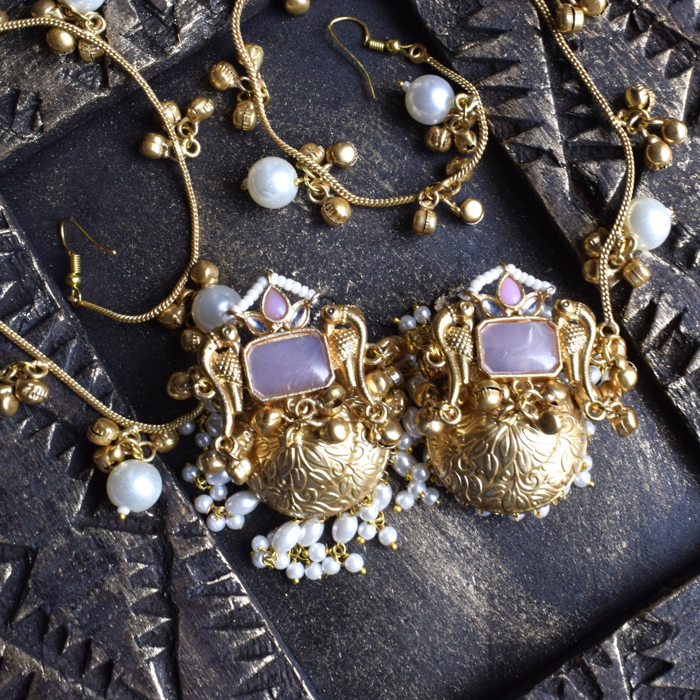 Pearl Whisper Earchain Jhumkas