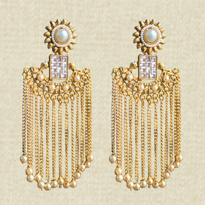 Sundial Stud Tassel Chandelier Earring