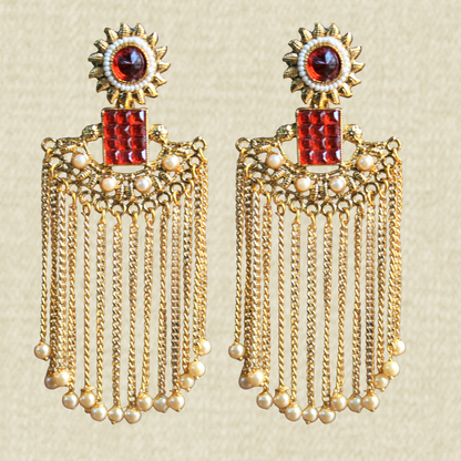 Sundial Stud Tassel Chandelier Earring