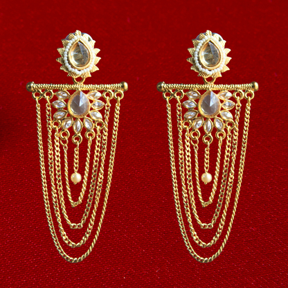 Golden Gemstone Chandelier Earring