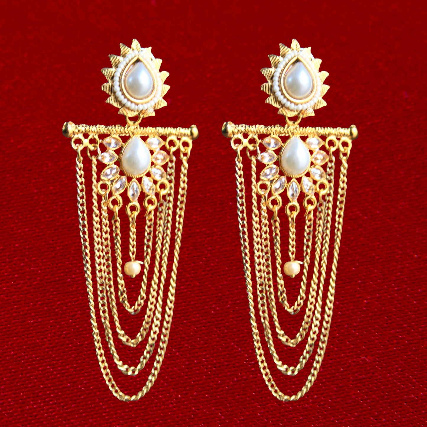 Golden Gemstone Chandelier Earring