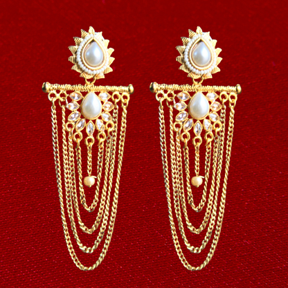 Golden Gemstone Chandelier Earring
