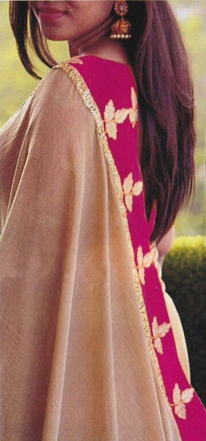 Bollywood Inspired Silk Saree with Gota & Printed Border - GlitterGleam