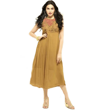 Golden colored Pleated Kurti - Glitter Gleam