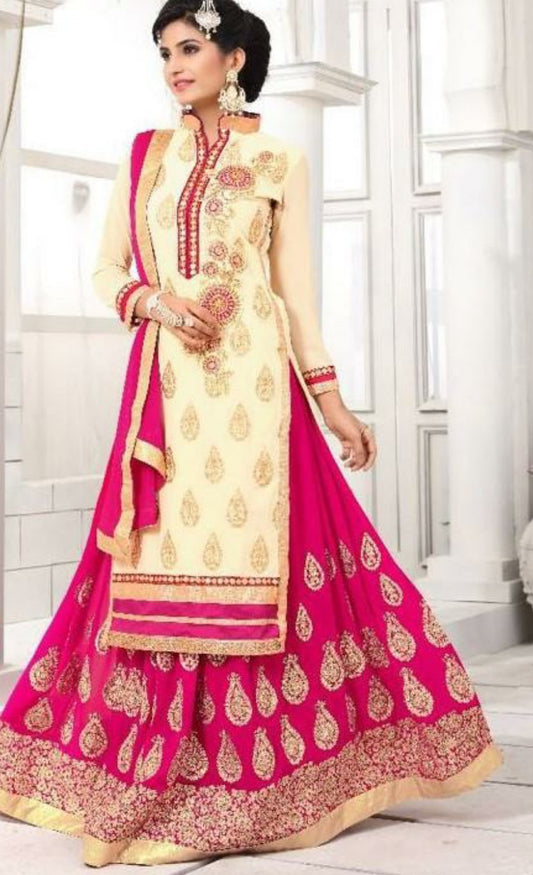 Embroidered Lehenga with Long Kurti - GlitterGleam