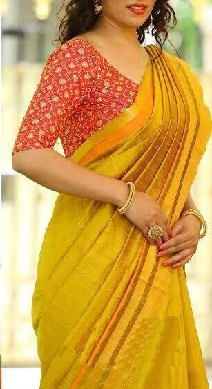 Elegant Golden Silk Saree With Sequence Work Blouse - GlitterGleam
