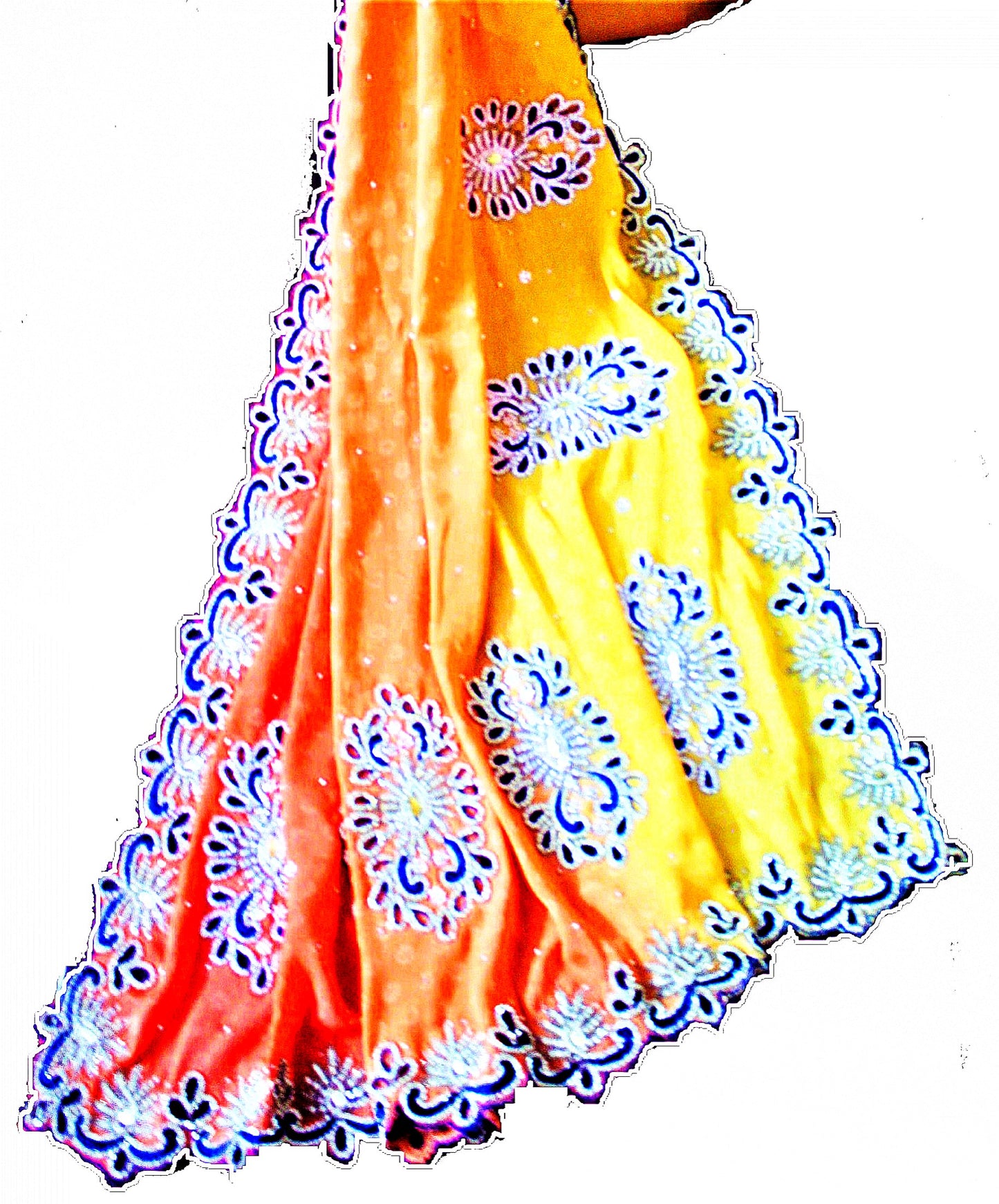 Designer Cutwork Zarkan Shaded Handcrafted Saree - GlitterGleam