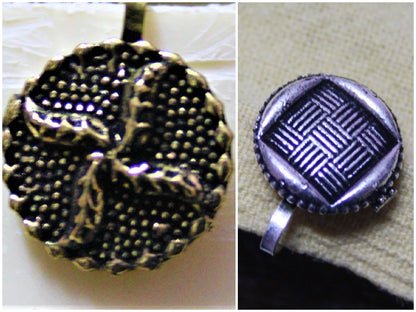 Silver and Golden Oxidized Round and Grid Nose Push Pin (Set of 2) - GlitterGleam