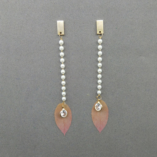 Designer Pearl Leaf Earring - GlitterGleam