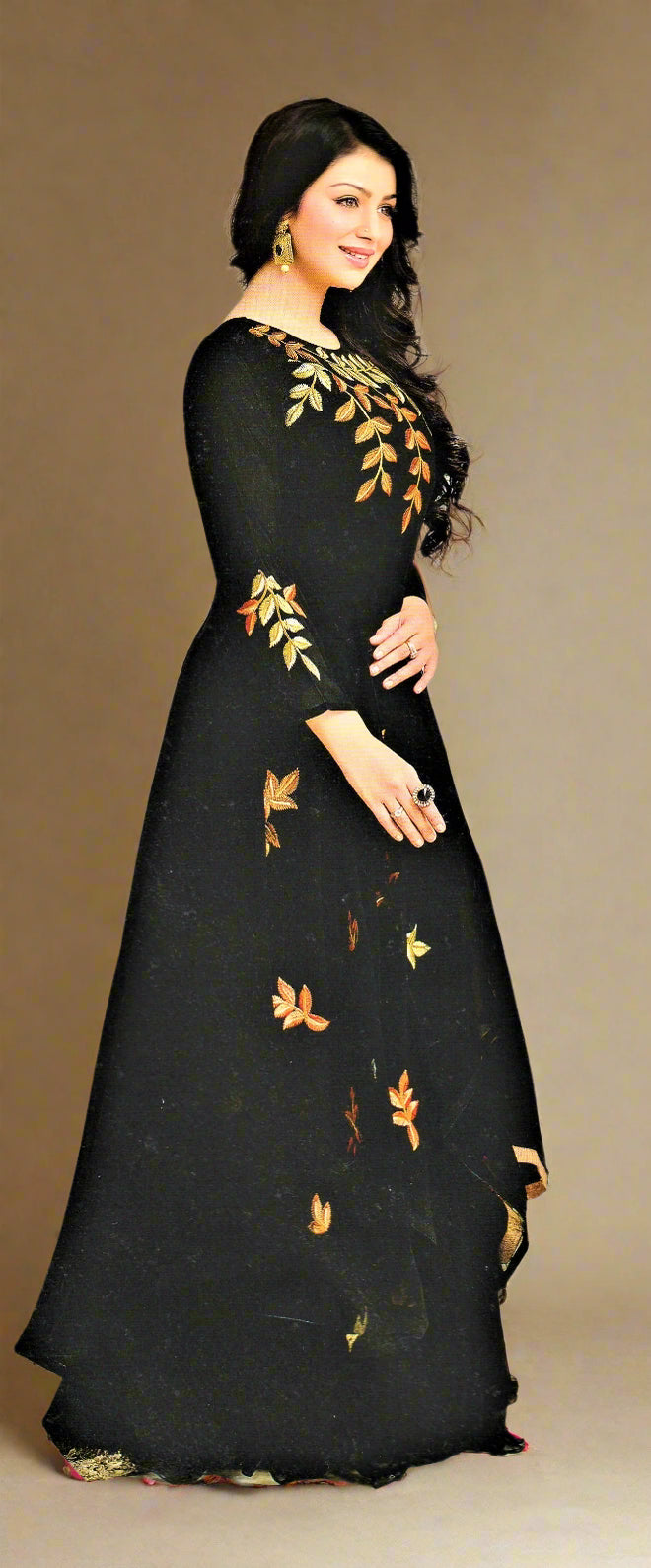 Designer Semi Stitched Black Layered Lehenga Skirt cum Salwar Suit with Resham Embroidery - GlitterGleam