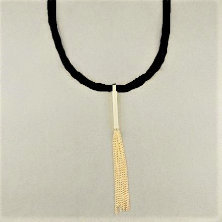 Leather Golden Tassel Pendant Necklace - GlitterGleam