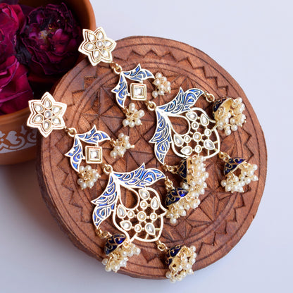 Royal Blue Petal Wings with Jhumki Tassel