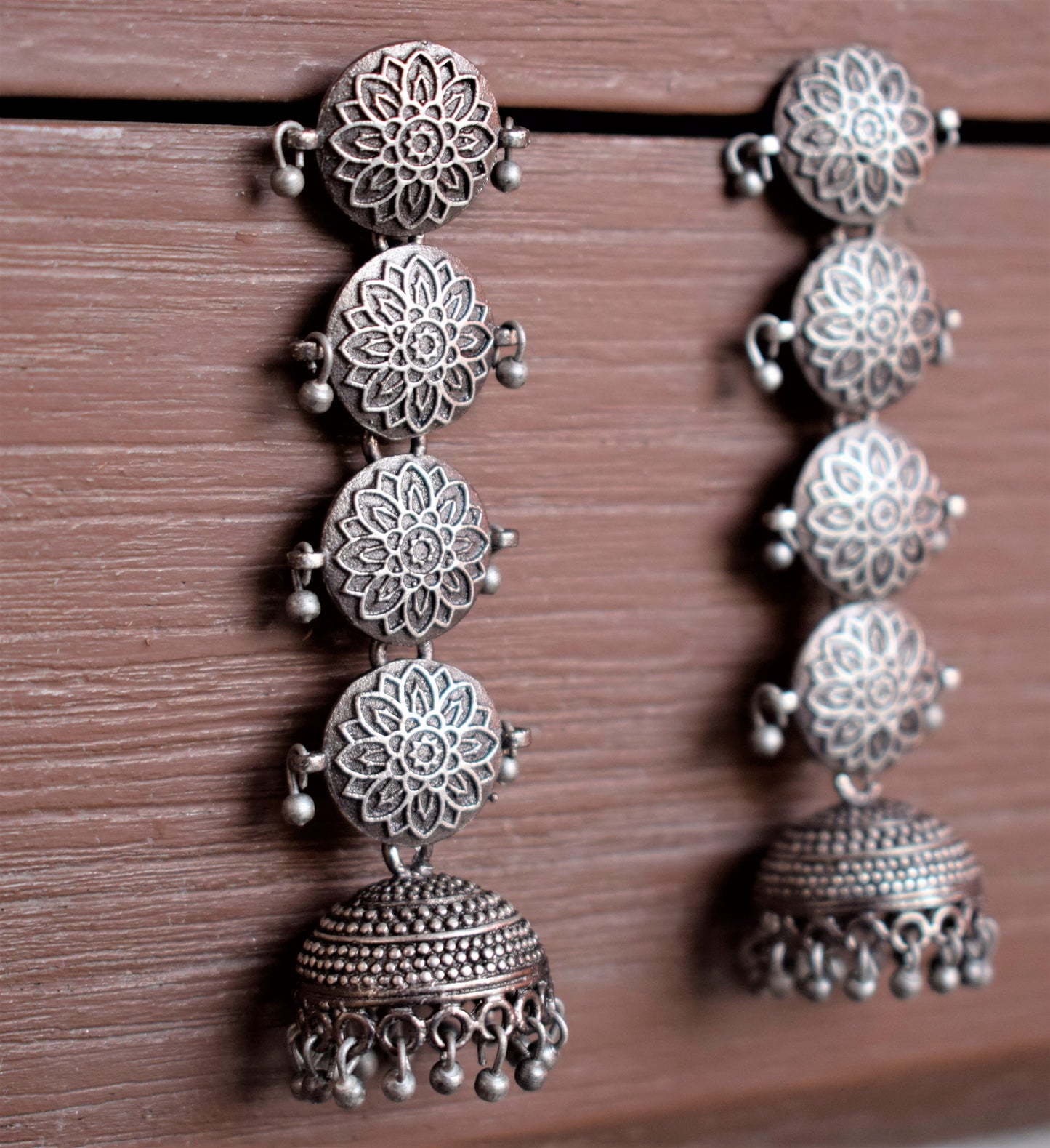 German Silver Pushpchavvi Jhumka Earrings