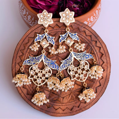 Royal Blue Petal Wings with Jhumki Tassel