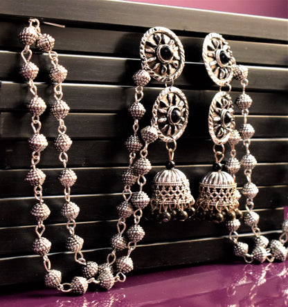 German Silver Layered Chakra Chudamani Jhumka