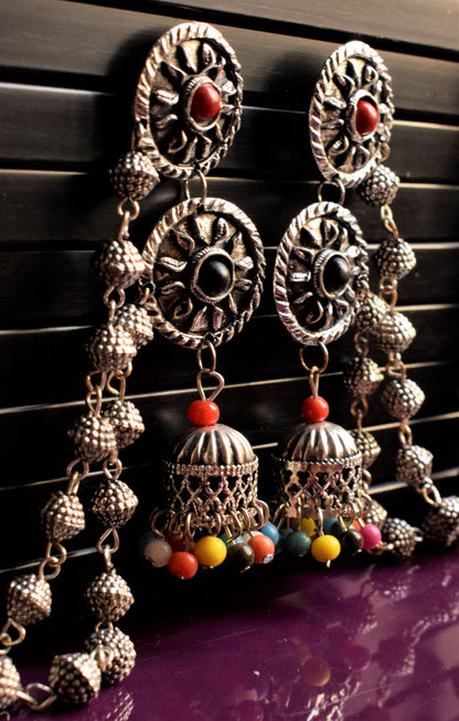 German Silver Layered Chakra Chudamani Jhumka