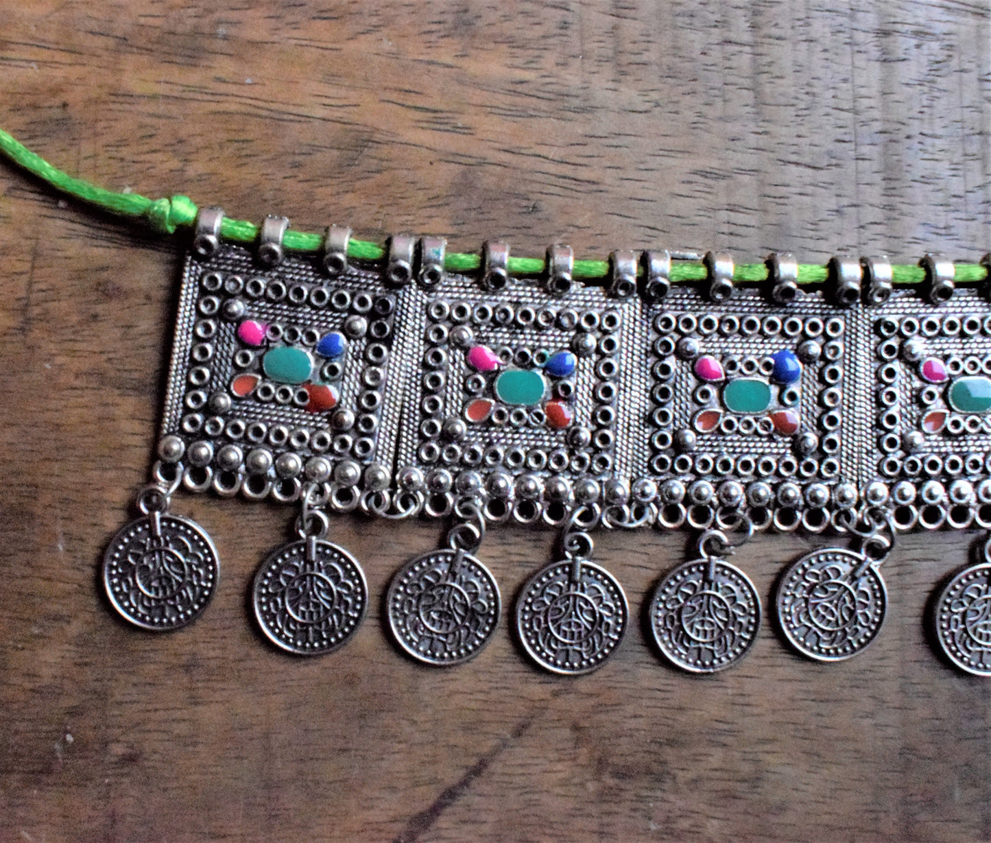 Silver Afghani Coin Choker Necklace