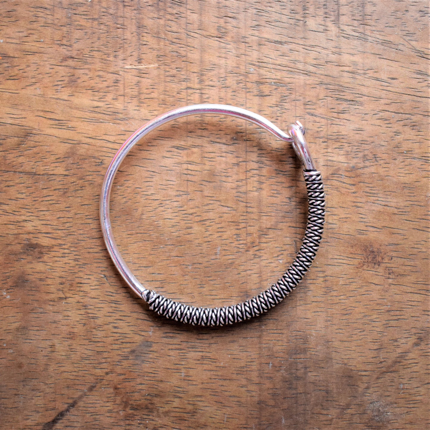 German Silver Coiled Clip-On Bracelet / Kada
