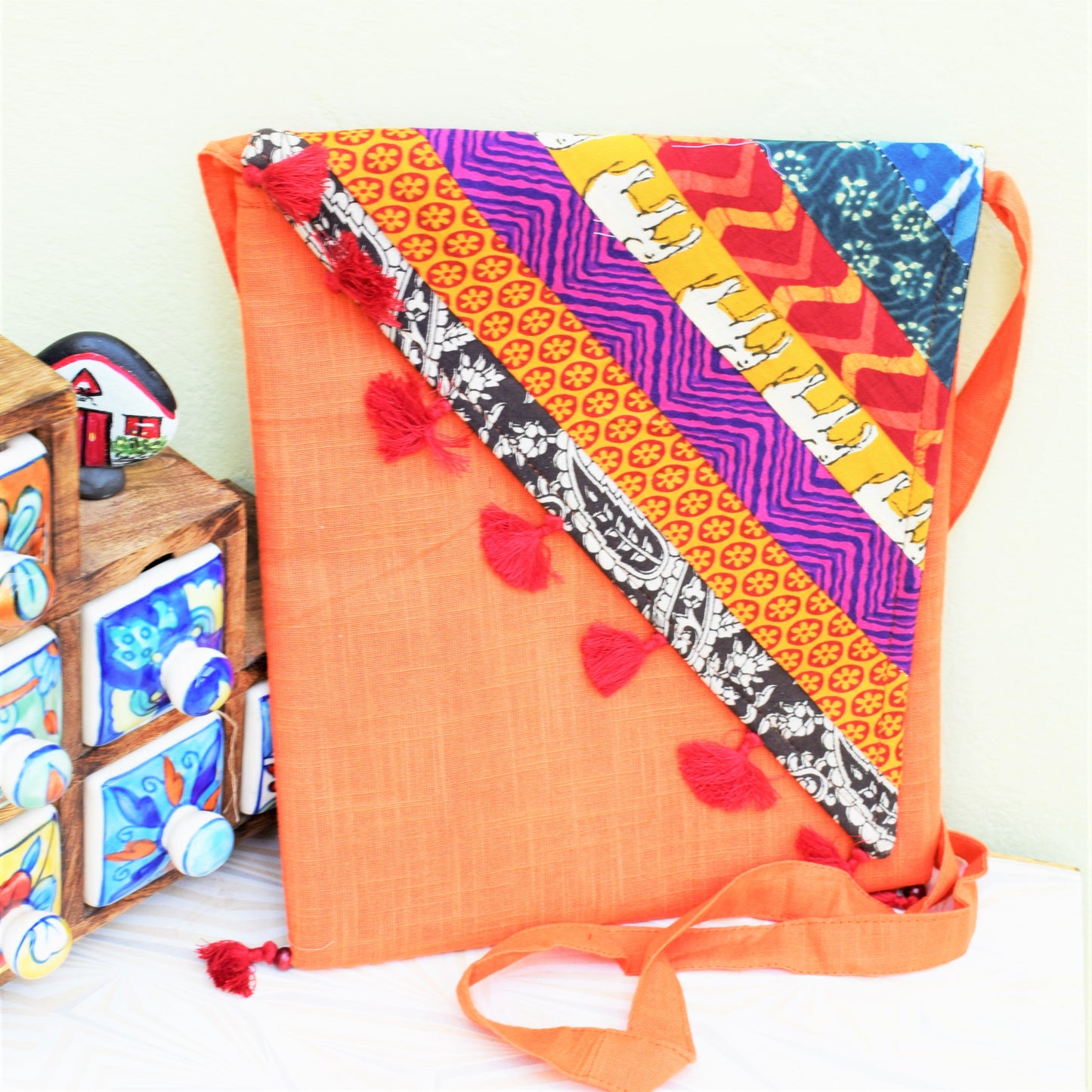 Handmade Orange Banjara Sling Bag