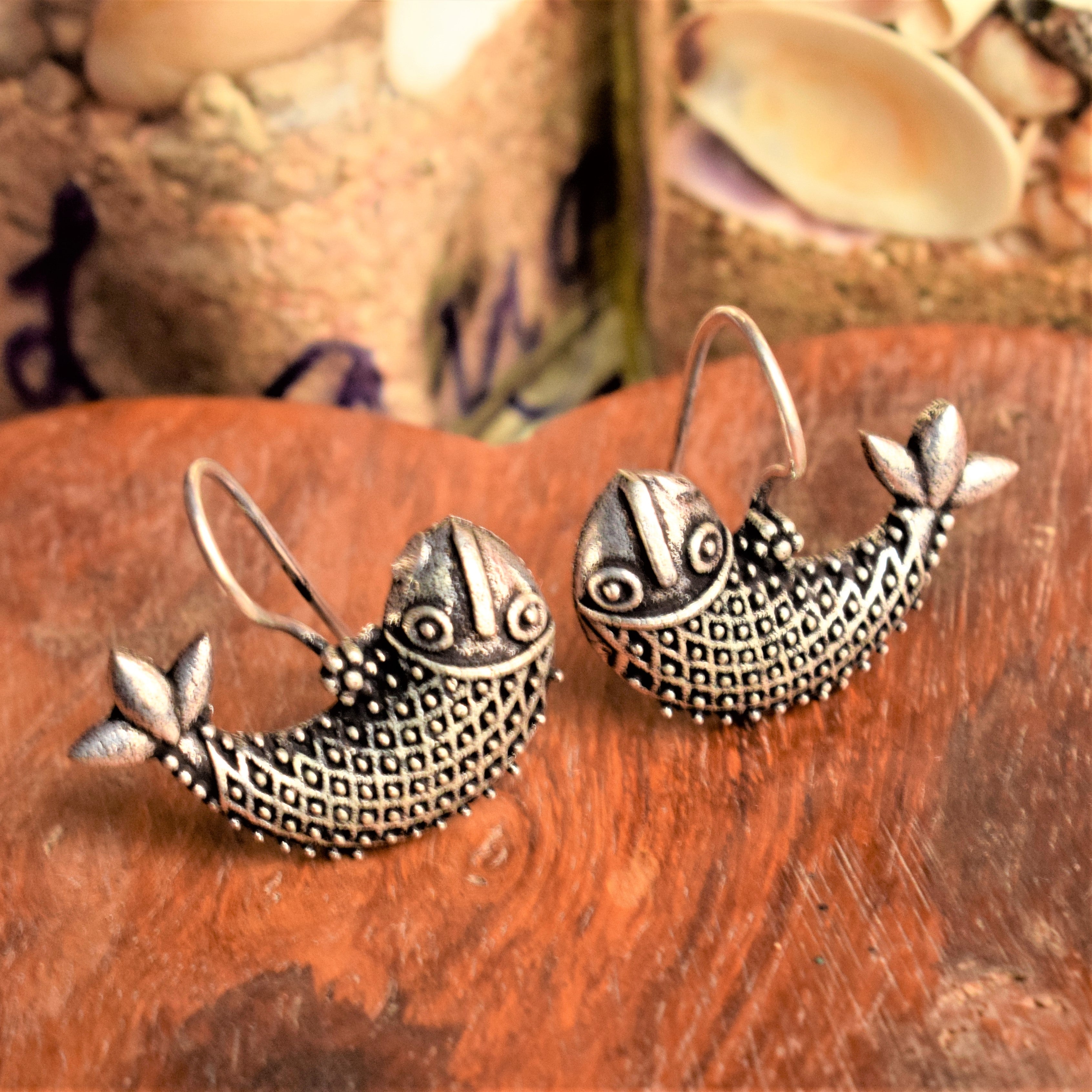 Silver metal goldfish, Koi, Betta Siamese fish fashion earrings buy NZ –  Stirling Art