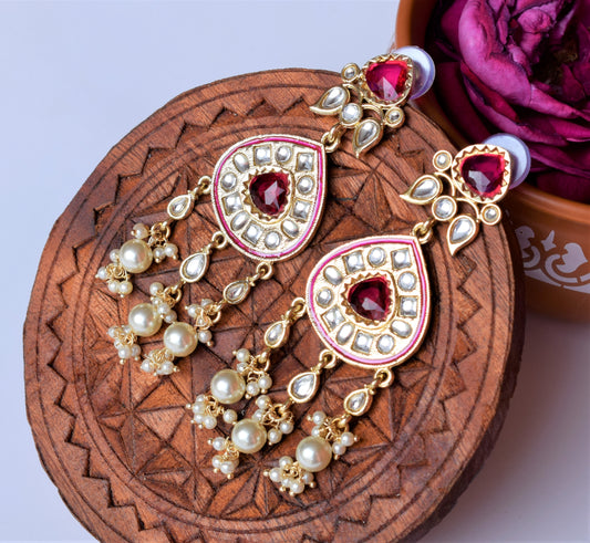 Gold Plated Dew Drop Lotus Earrings with Pearls