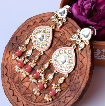 Gold Plated Dew Drop Lotus Earrings with Pearls