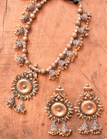 Chakra Bead Jhumka Necklace Earring Set