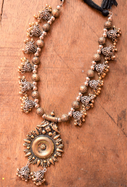 Chakra Bead Jhumka Necklace Earring Set