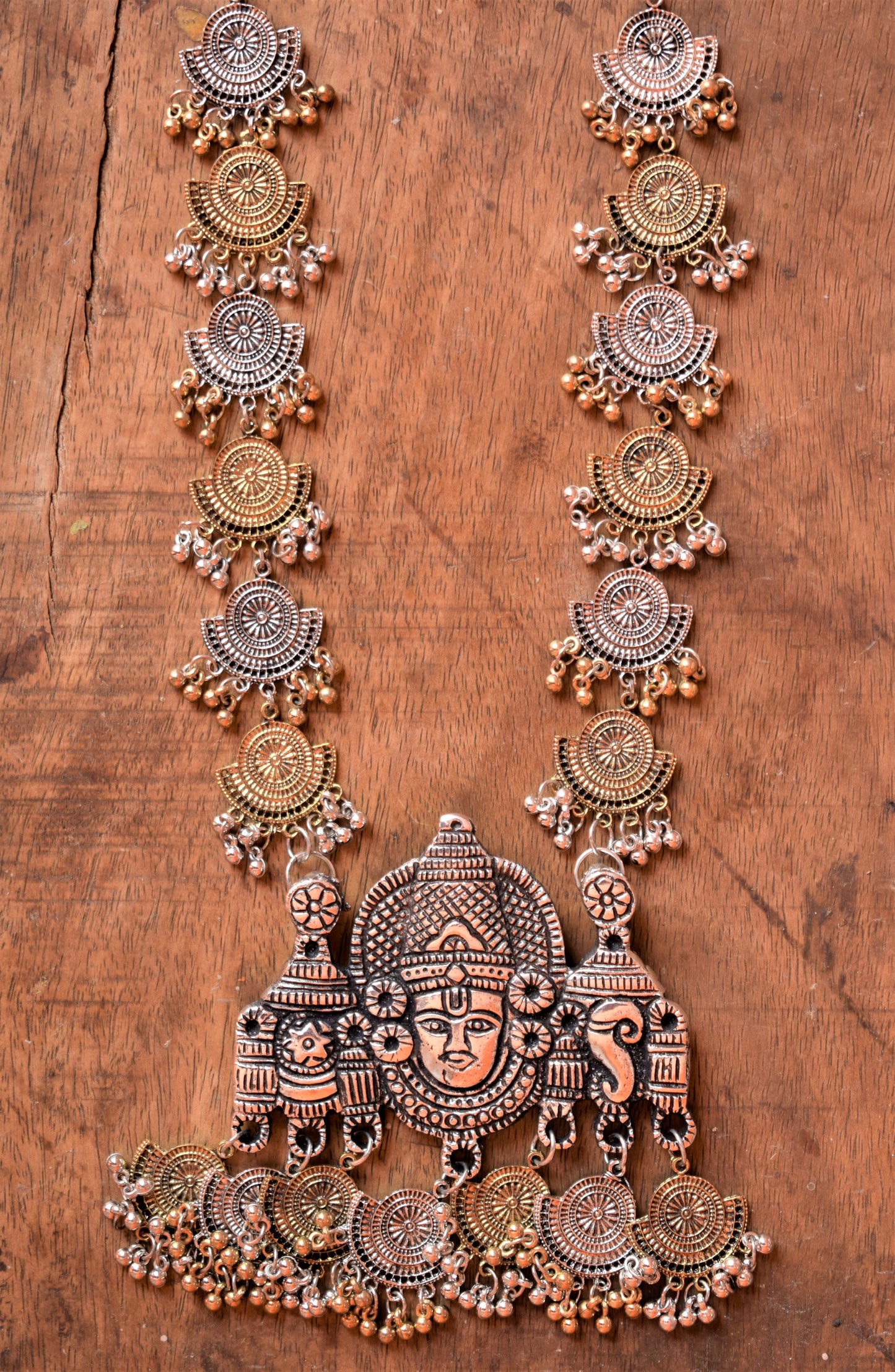 Dual Tone Vishnu Temple Necklace