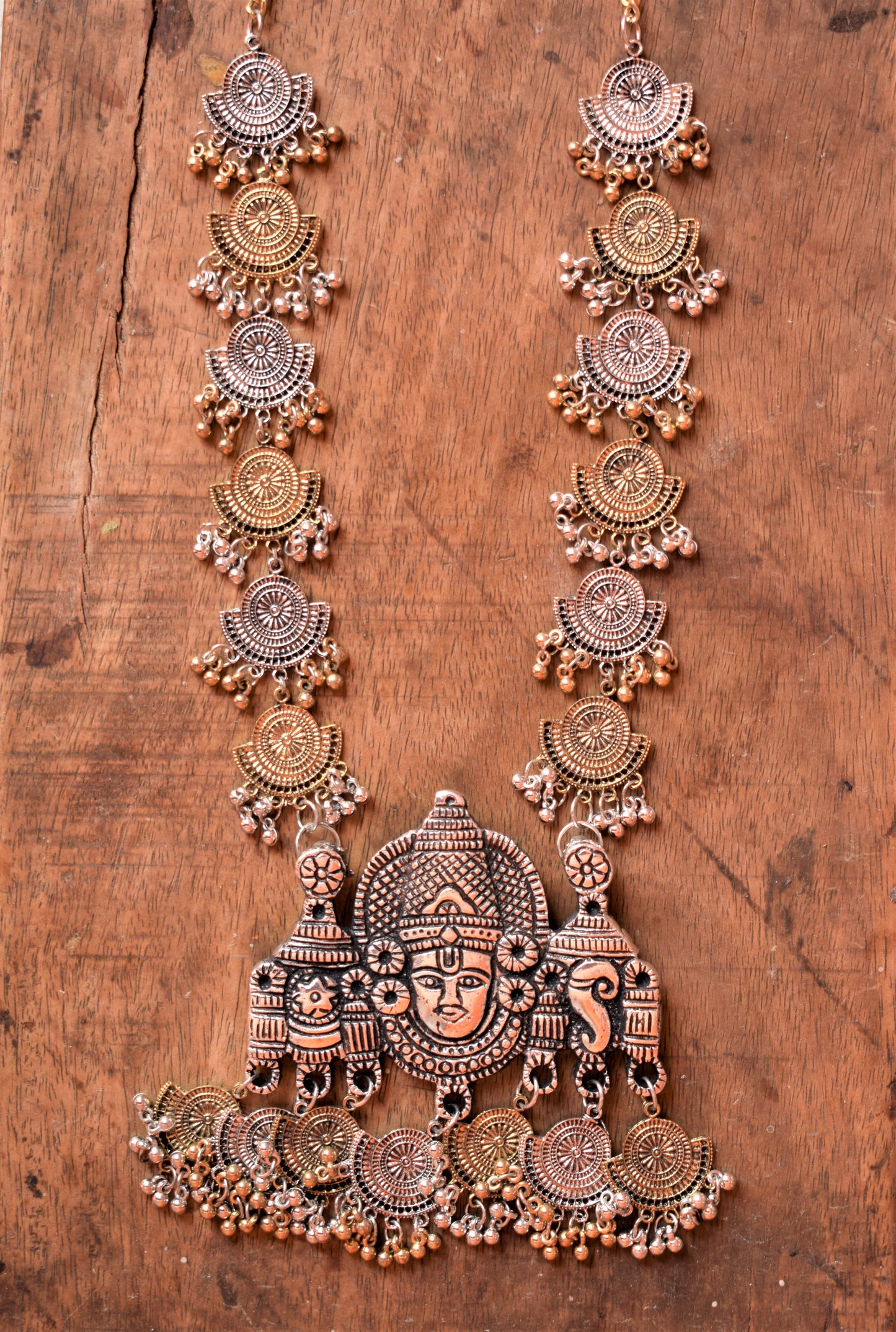 Dual Tone Vishnu Temple Necklace