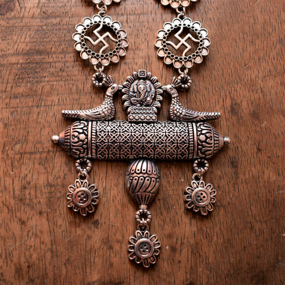 Swastik Long Chain Pendant Necklace Set