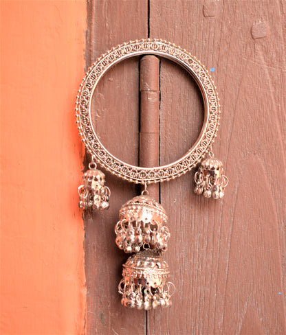Silver Oxidised Jhumka Bangles