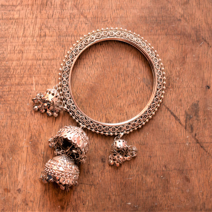 Silver Oxidised Jhumka Bangles