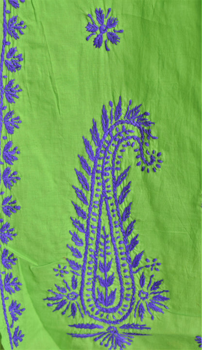 Floral Neck Work Cotton Chikan Kurti