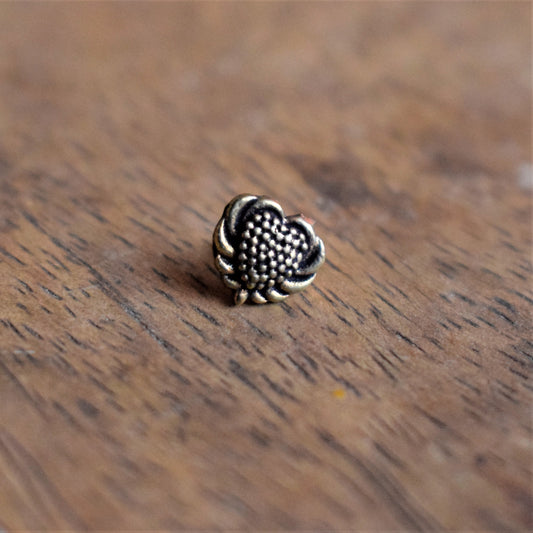 Golden Oxidized Heart Carved Nose Pin