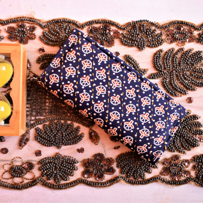 Navy Blue Handmade Katha Work Wallet