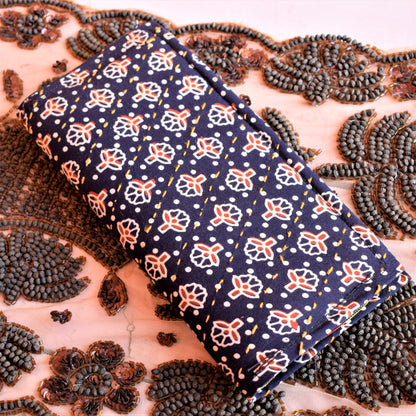 Navy Blue Handmade Katha Work Wallet