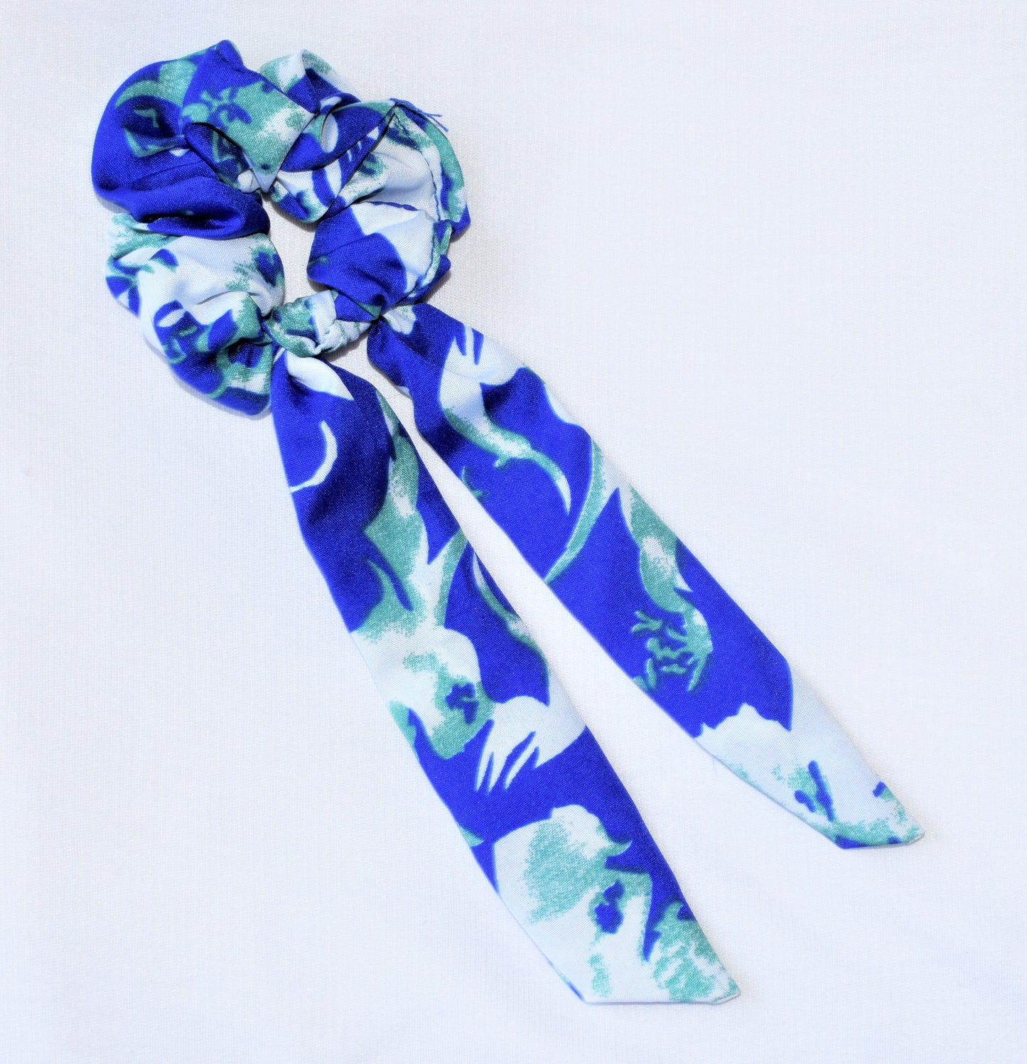 Blue Mystery Printed Ribbon Scrunchie