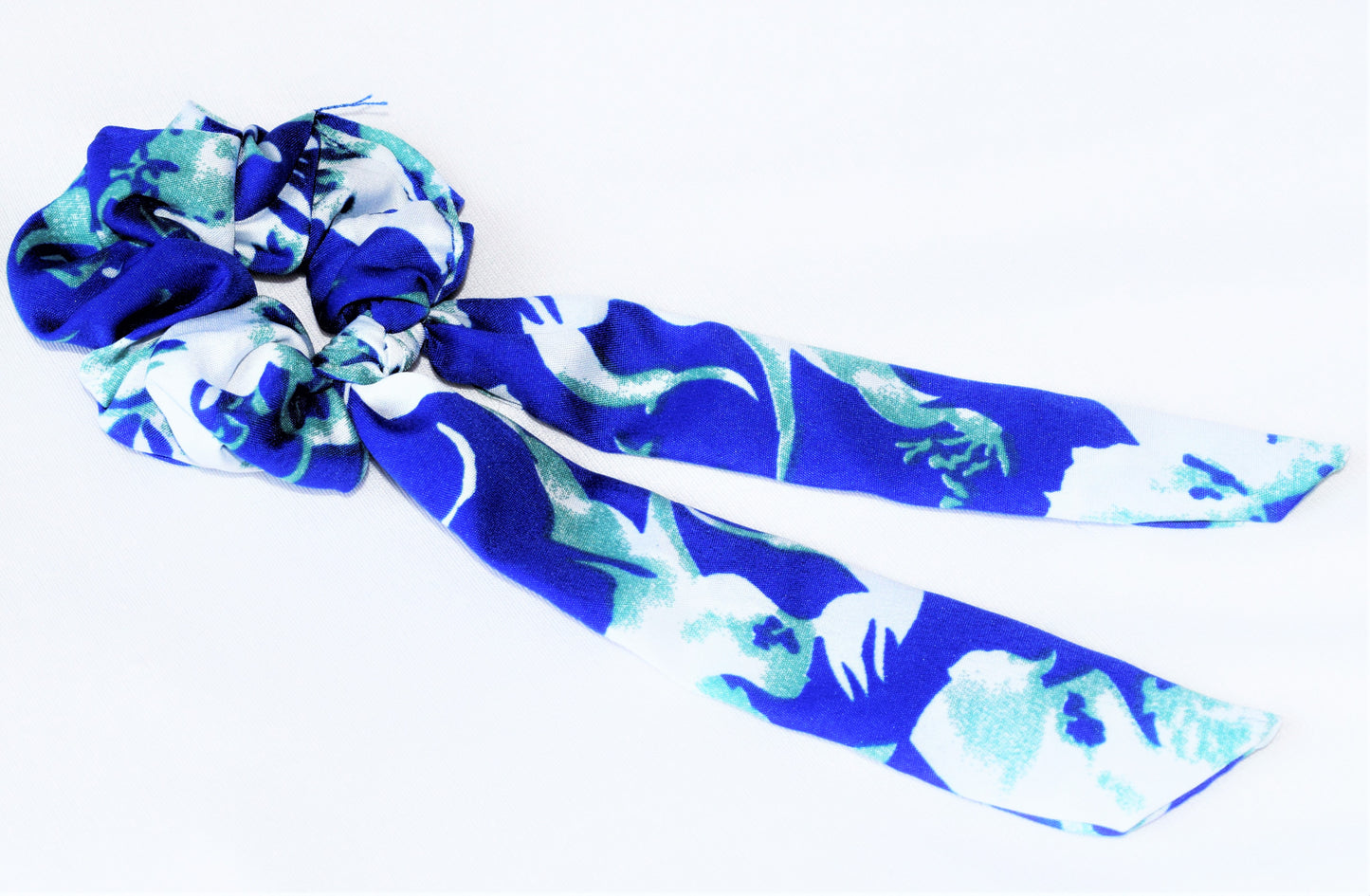 Blue Mystery Printed Ribbon Scrunchie