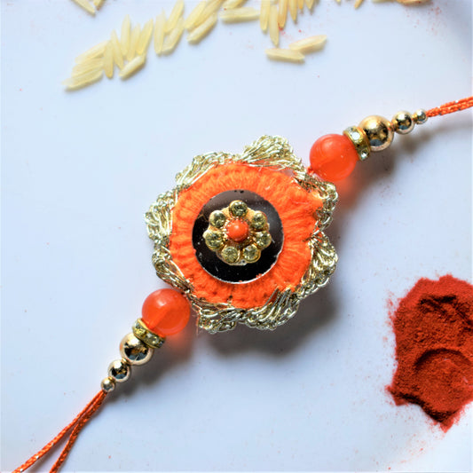 Zari Flower Mirror Rakhi