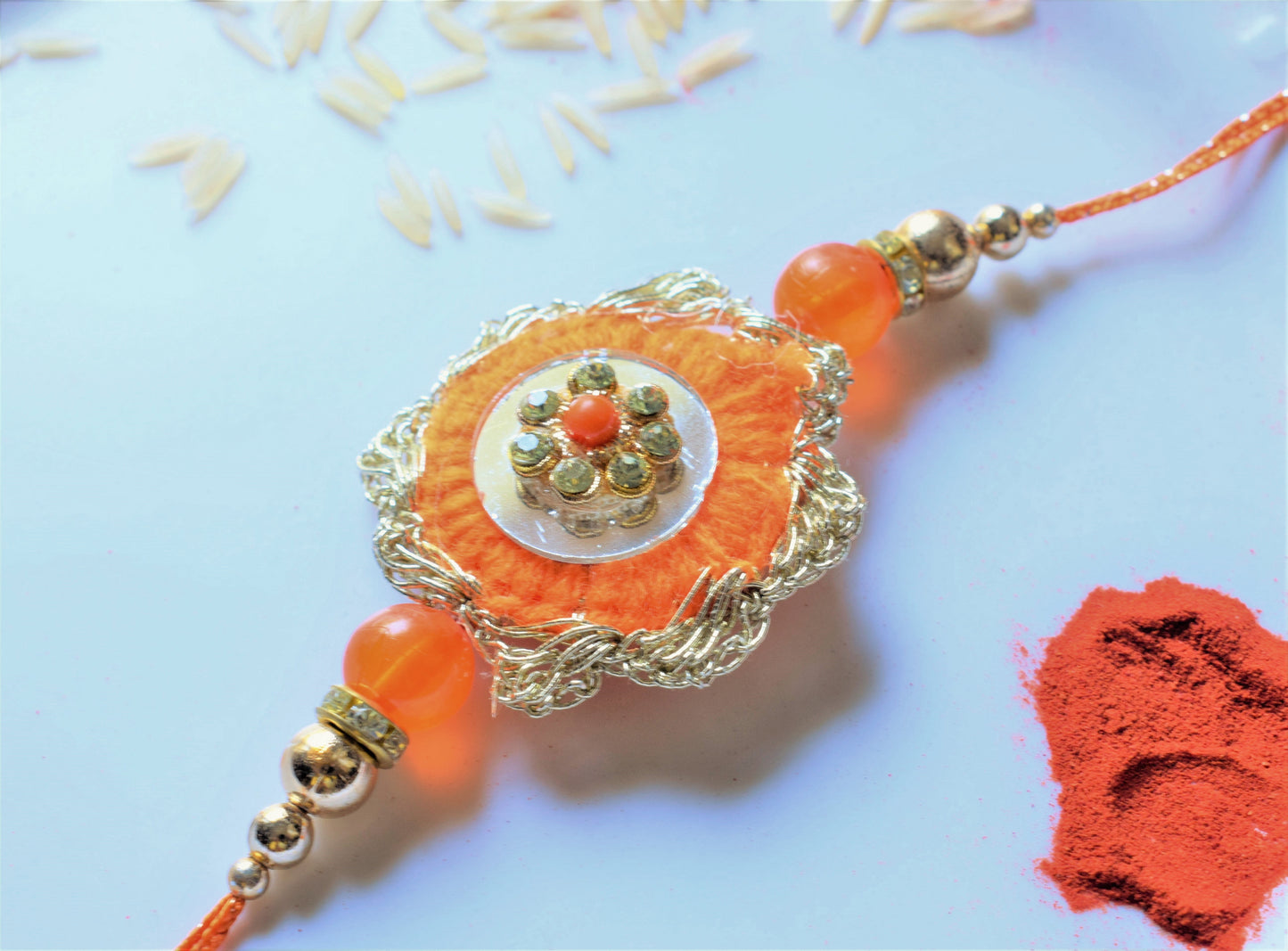 Zari Flower Mirror Rakhi