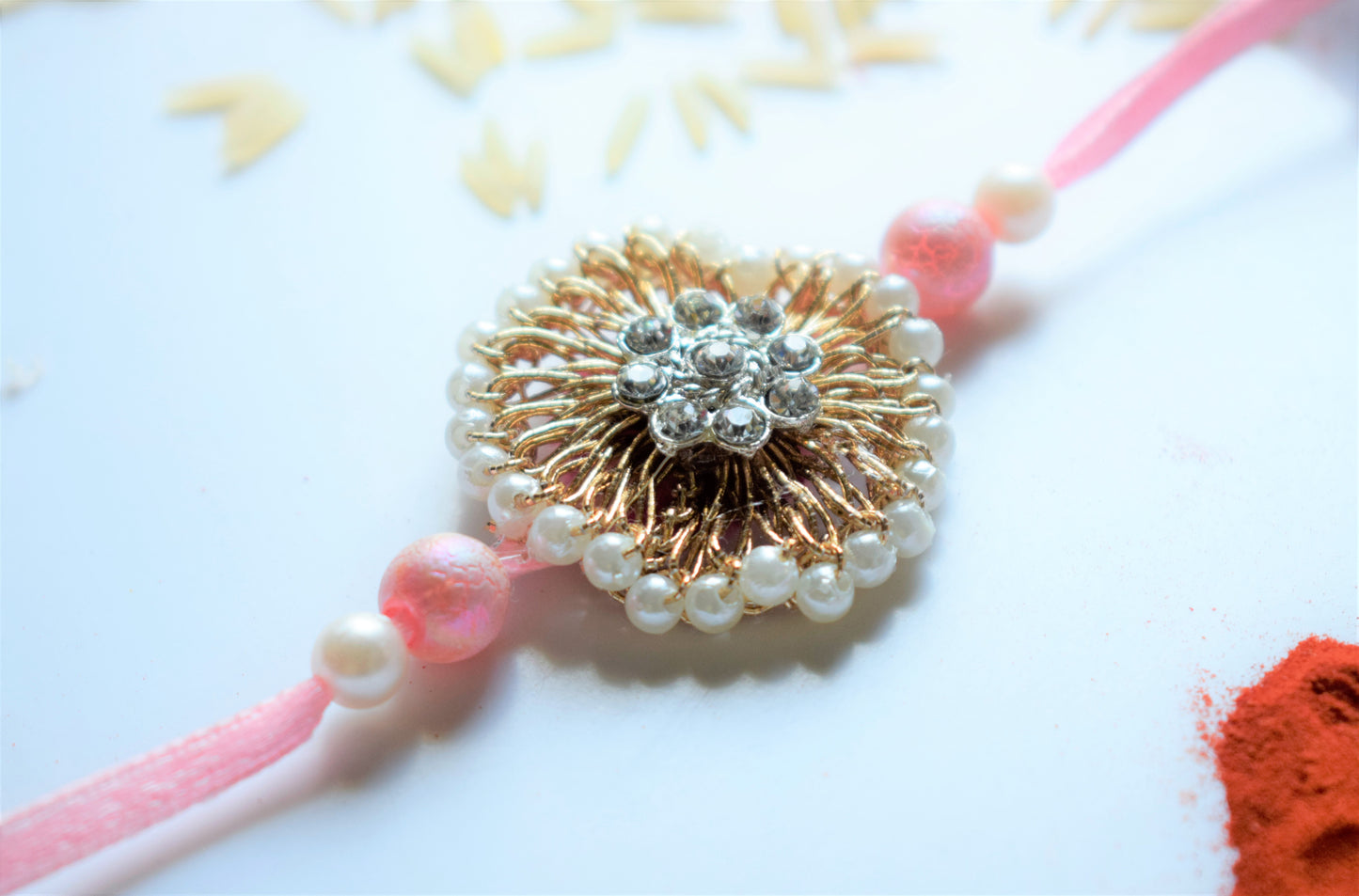 Pearl and Pink Floral Magic Rakhi