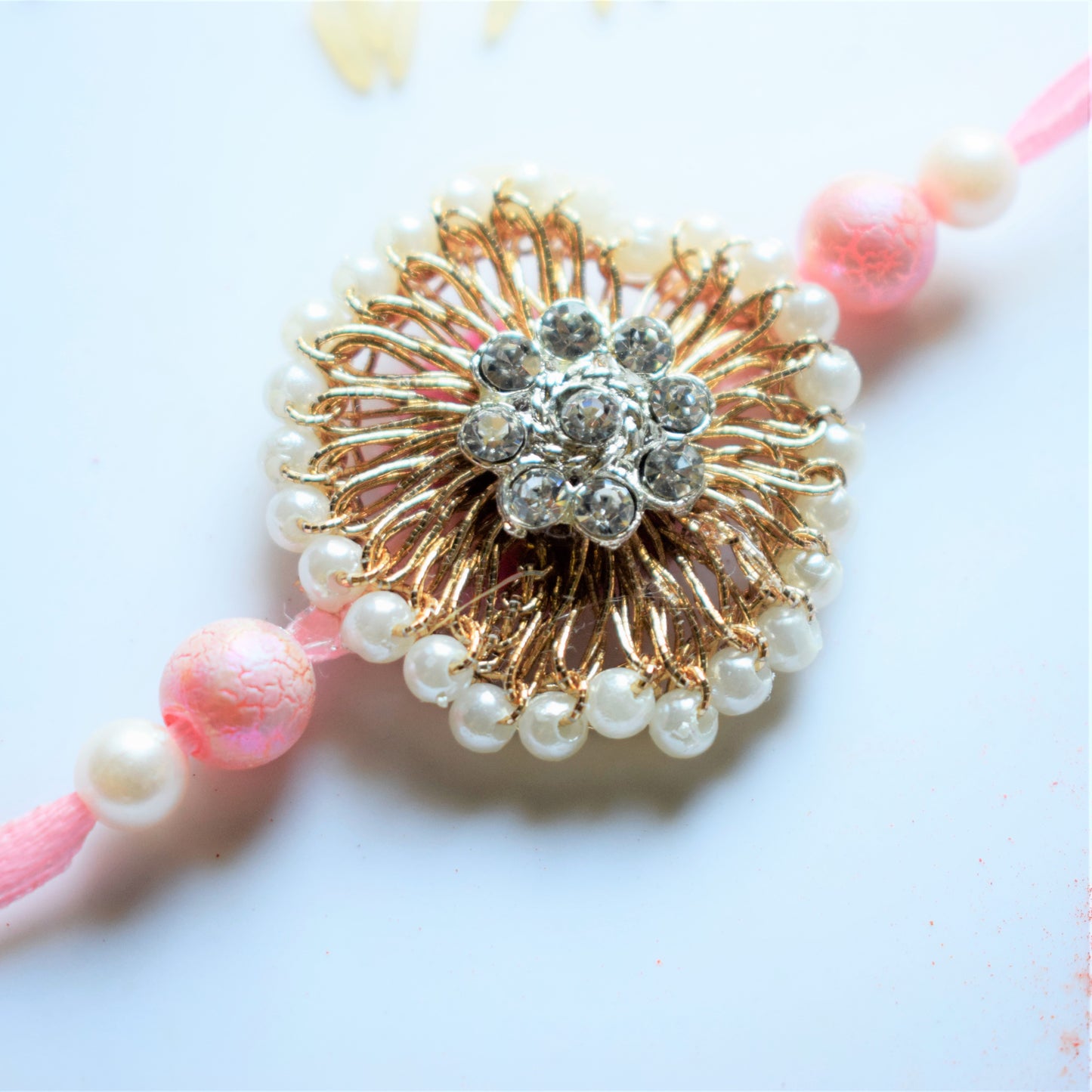 Pearl and Pink Floral Magic Rakhi