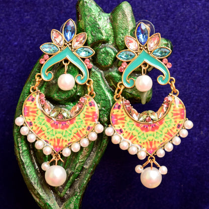 Designer Abstract Crystal Chandbali - GlitterGleam